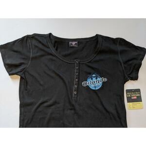 US Apparel Orlando Florida Henley Shirt Size XL Black NWT -0422G77